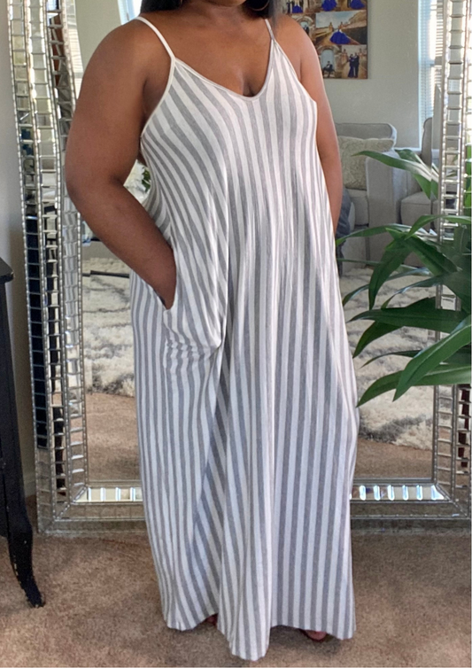 Striped Maxi -Grey