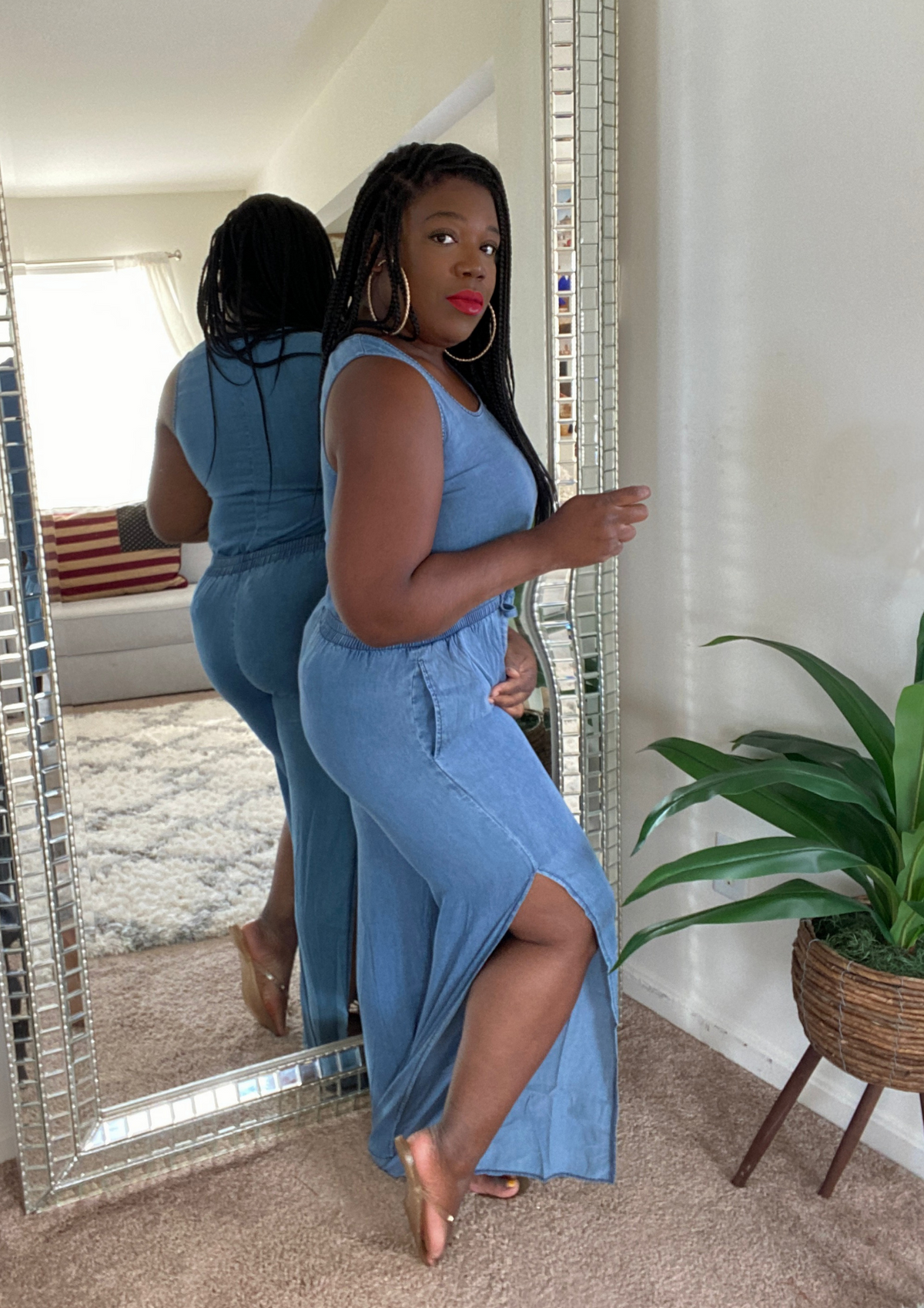 Slitted Denim Set