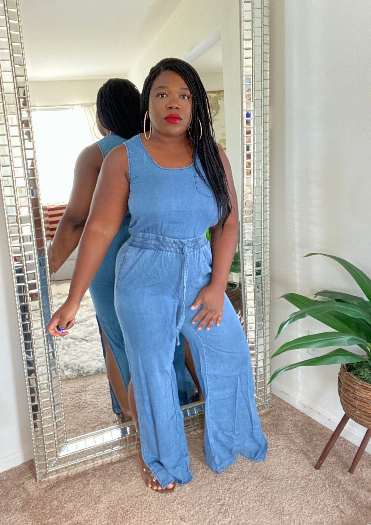 Slitted Denim Set