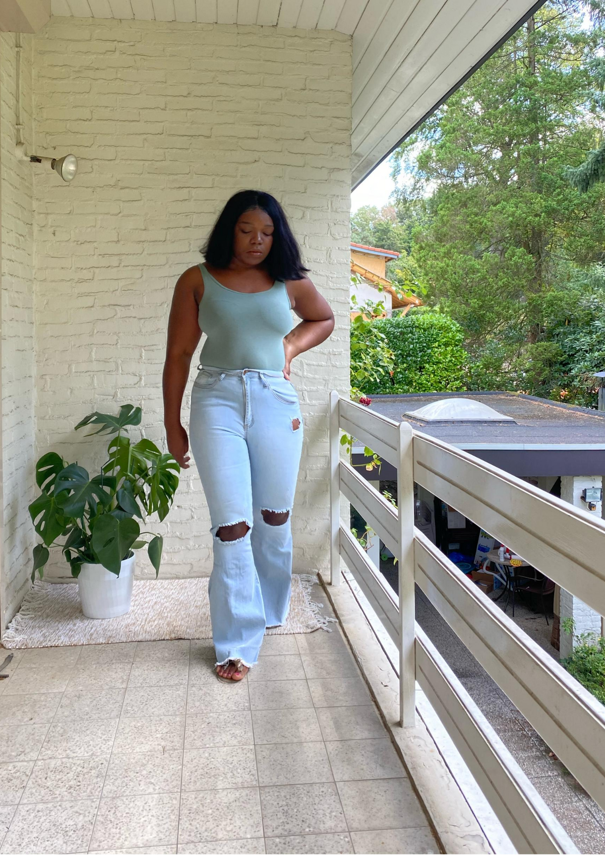 CUT IT UP FLARE HIGH WAISTED JEANS- Light Wash