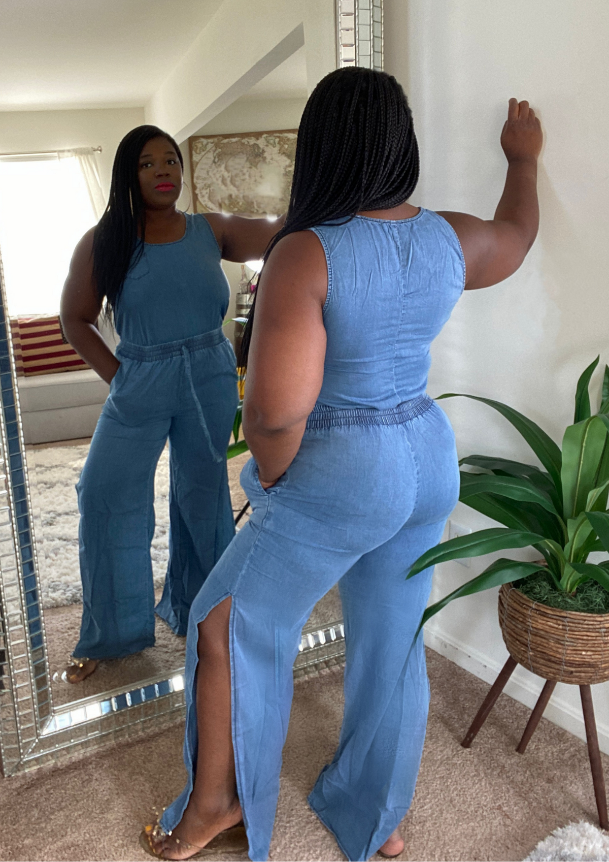 Slitted Denim Set