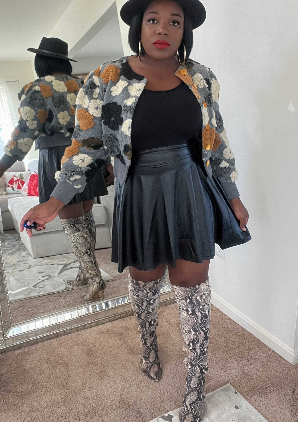 Vegan High Waisted Skater Skirt