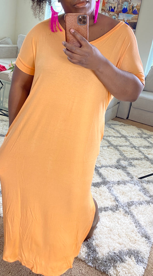Chic Pocketed Maxi-PEACH